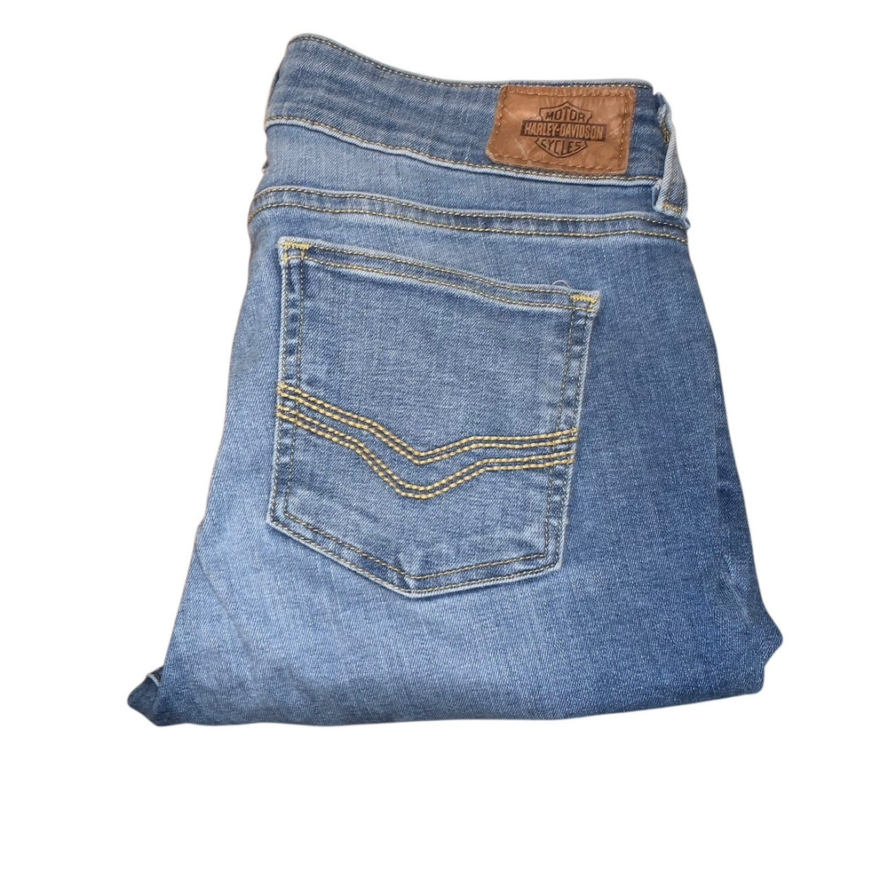 Harley Davidson SKINNY Womens 28 Blue Motorcycle Rider Biker Jeans - Picture 5 of 7